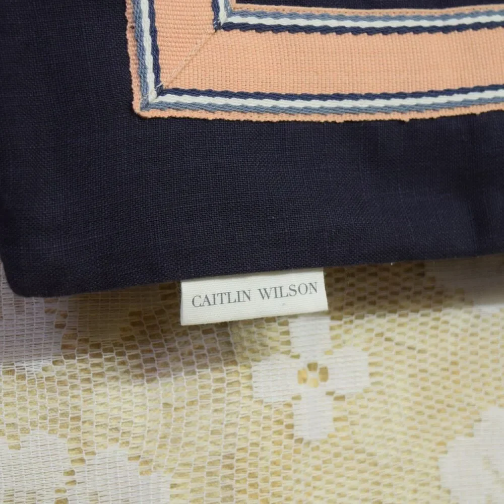 Caitlin Wilson Cotton Pillowcase Sham Pillow Case Blue w/ Pink Border Metal Zip